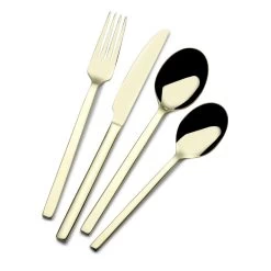 Paros Champagne Forged 16 Piece Flatware Set, Service For 4