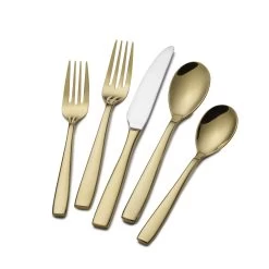 MIKASA Delano Gold Plated 20 Piece Flatware Set, Service For 4