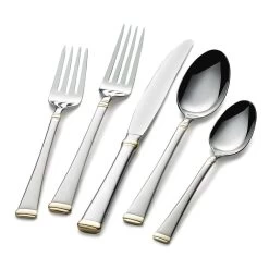 MIKASA Gold Accent Harmony 65 Piece Flatware Set, Service For 12