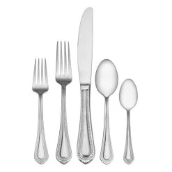 Home Furnishings Store 35 MIKASA Regent Bead 65 Piece Flatware Set, Service For 12
